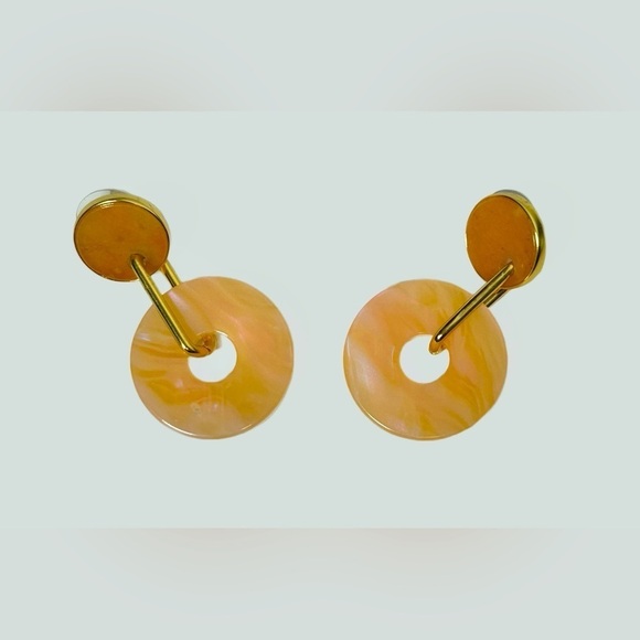 NWT J. Crew Disc Planet Rings Drop Earrings in Pale Nectar, Hypoallergenic Posts - Picture 7 of 10